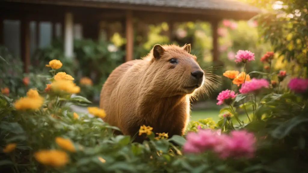 capybara passing motion in the garden