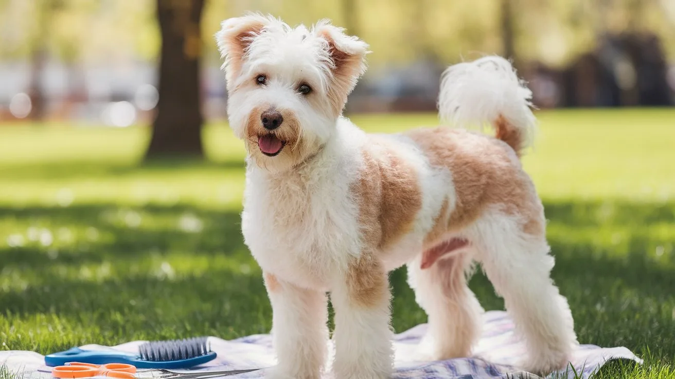 A photo of a cheerful sheepadoodle standing outdoo AX7CWWMxQyeu CZVJzTk3g HbxlxYlFS5md QiPI6AbMA