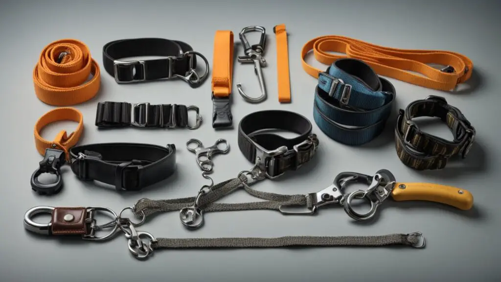 Assortment of safety tools and restraints for grooming aggressive dogs.