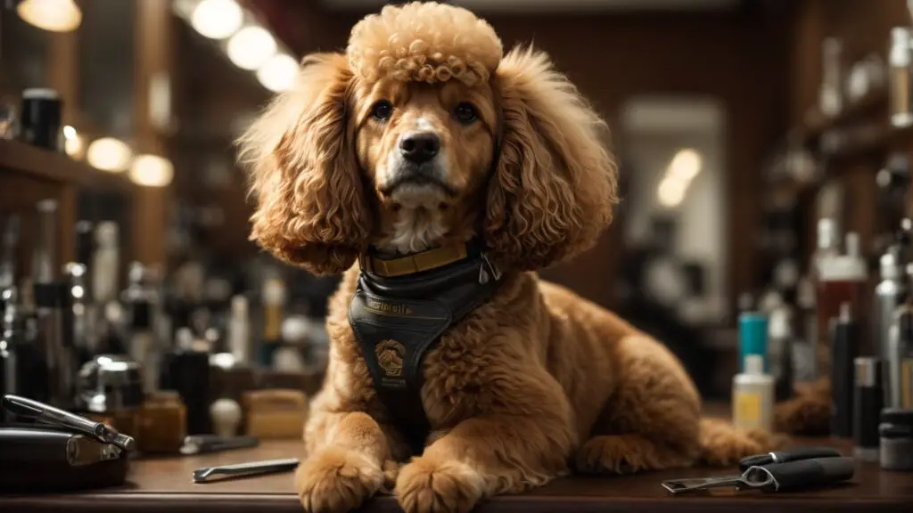 Informative graphic on maintaining poodle haircut, featuring grooming schedules, essential tools, and tips for overcoming common grooming challenges.