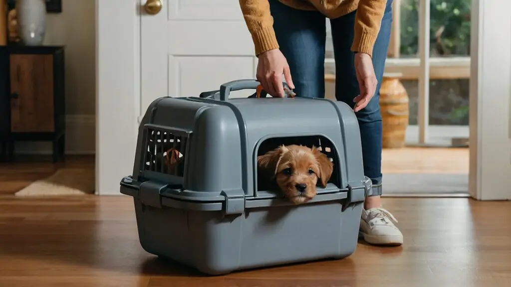 New puppy owner welcoming their pet at home, highlighting the first steps of bonding and creating a welcoming space.