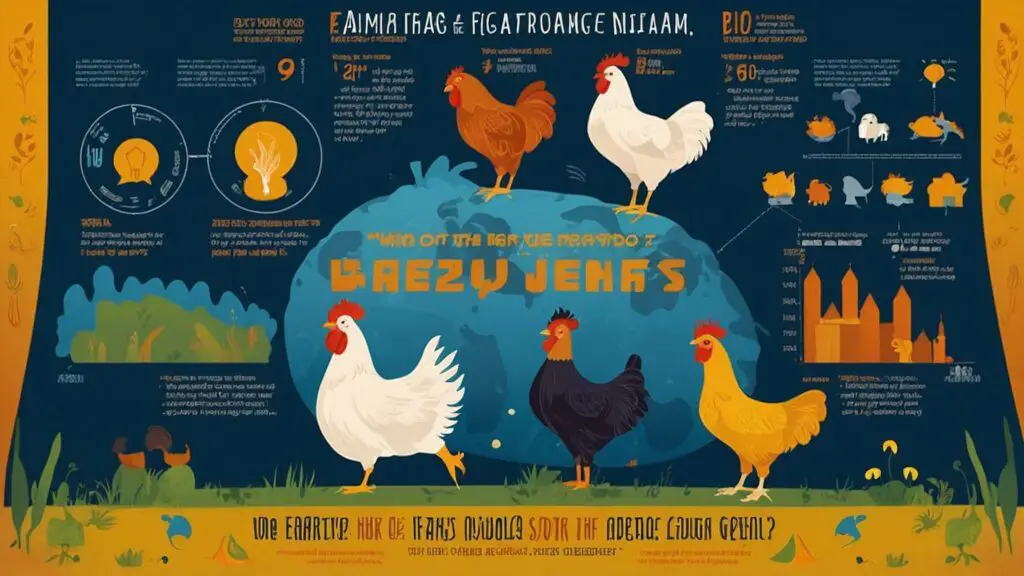 Infographic comparing the farting habits of various animals to chickens, with humorous illustrations and a "Smell-O-Meter" for an engaging educational insight.