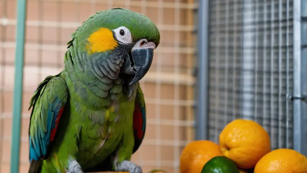 Visual guide on extending a Senegal parrot's lifespan with diet, exercise, social interaction, and health check-ups.