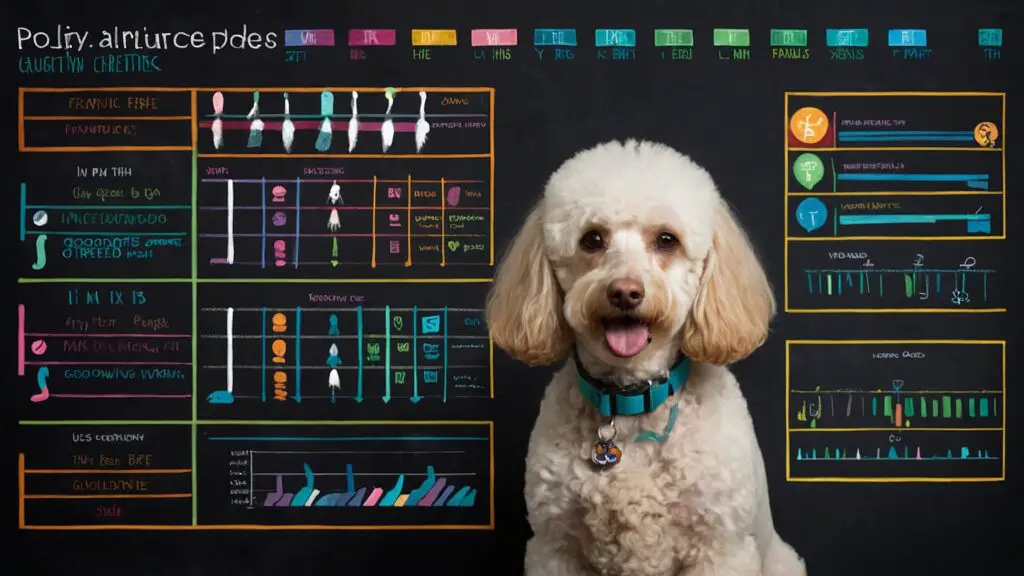 A genetic chart illustrating why some poodles have straight hair, including influences from mix-breeding.