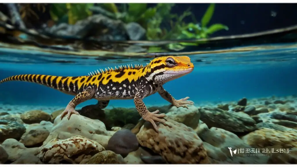 Infographic showcasing the range of lizard species and their aquatic abilities, from diving deep to cautious wading.