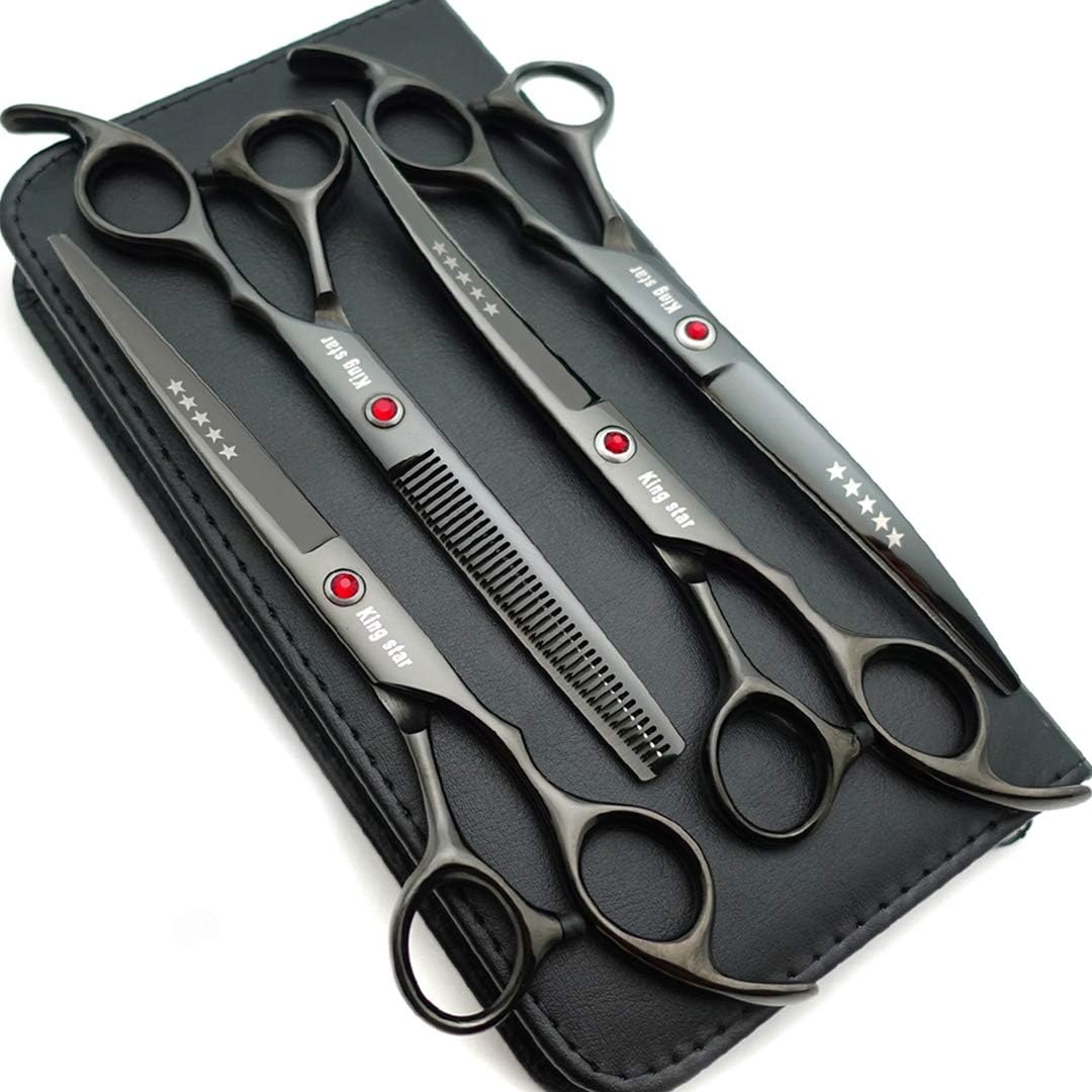 7.0" Titanium Black Professional Pet Grooming Scissors Set