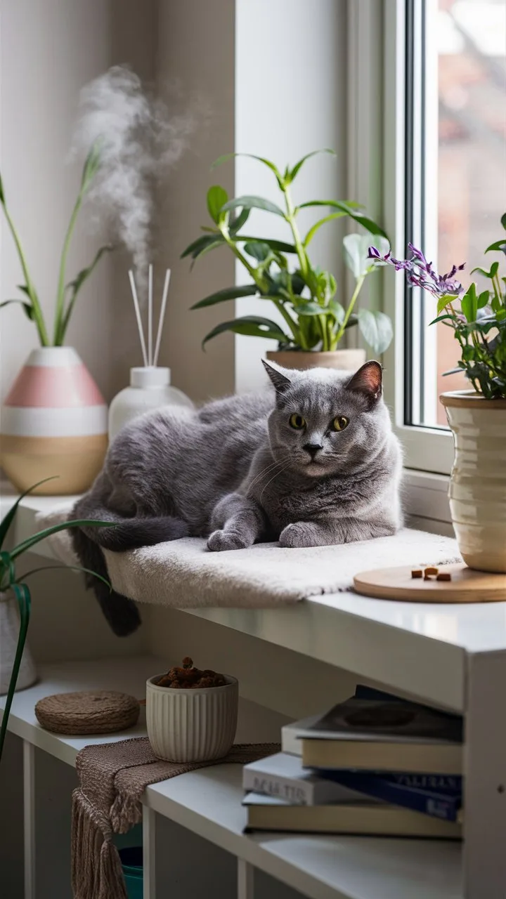A serene and cozy indoor scene with a gentle gray bvcLf BPR12vlyxovTCREA bwI9