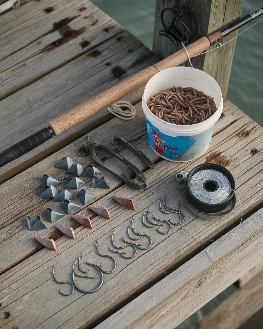 A photo of a flat lay of surf fishing gear on a we wiUcglbMQ5yzDIIk2Fm6QQ IlUuNaksRo2qnSfMR4 elg