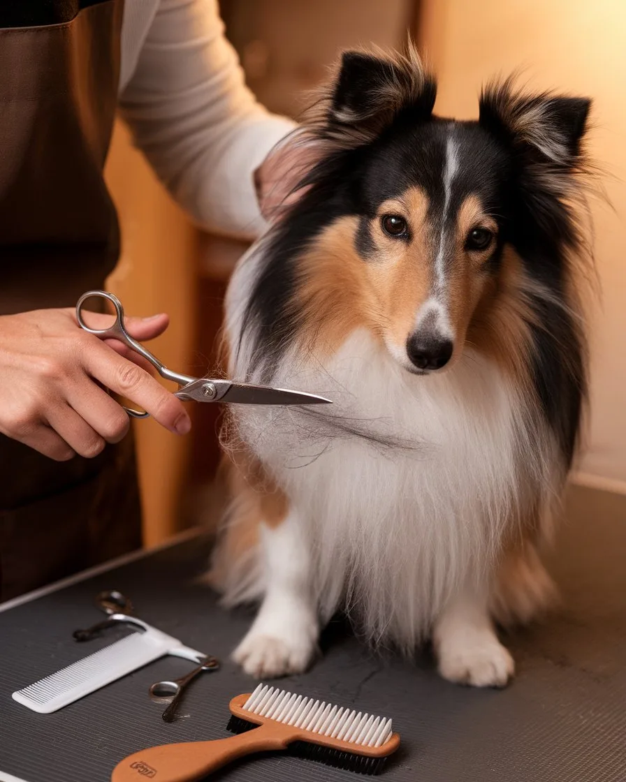 A photo of a shetland sheepdog with thick tangled et8J7 dnRz YkhKCRPV3PA DfqwxICVQaSh63VNeoUSpg